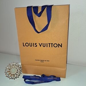 Louis Vuitton Tan Shopping Bag with Blue Ribbon